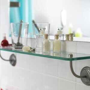 IKEA Lillholmen Etched Floral Glass Wall Shelf Discontinued